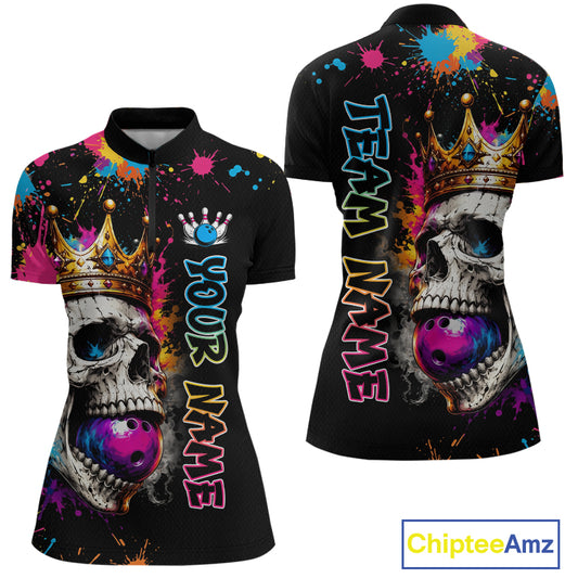 Colorful quarter-zip jerseys with skull design and 'Team Name' text on a black background, featuring Chiptee Amz branding.