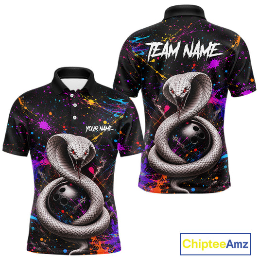 Colorful polo shirt with snake design and 'Team Name' text on a white background