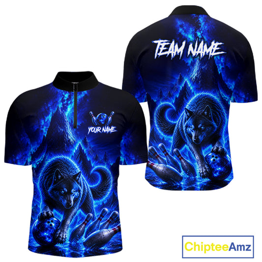 Black and blue shirt with wolf design and 'Team Name' text on a white background