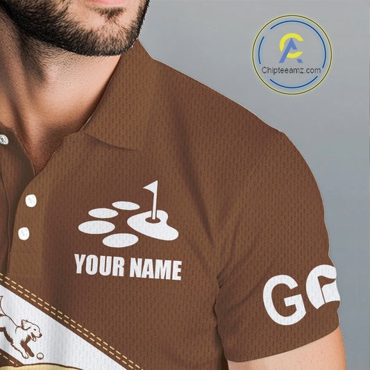 Golden Retriever Mens Golf Polo Shirt Custom Funny Dog Lover Pattern Golf Tops For Men, Dog Dad Gift NHN0229