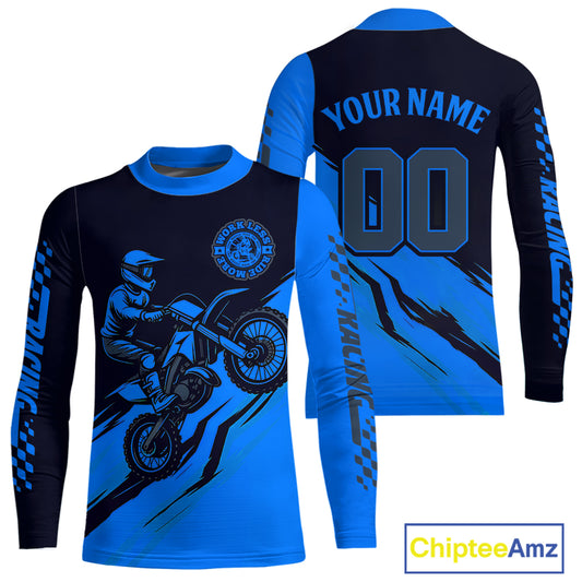 Blue Motocross Jersey Custom for Men Women Kid Dirt Bike Shirts Motorcycle Shirt XM434