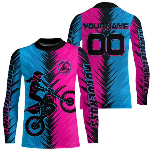 Pink and Blue Custom Motocross Jersey Men Women Kid Dirt Bike Shirts Motorcycle Shirt XM440