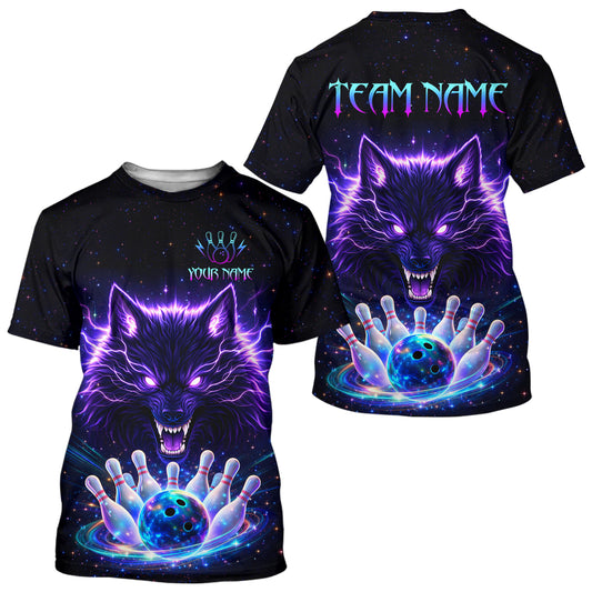 Custom Galaxy Wolf Bowling Shirts for Men Women Bowling Tournament Bowling Team Shirts HNT220