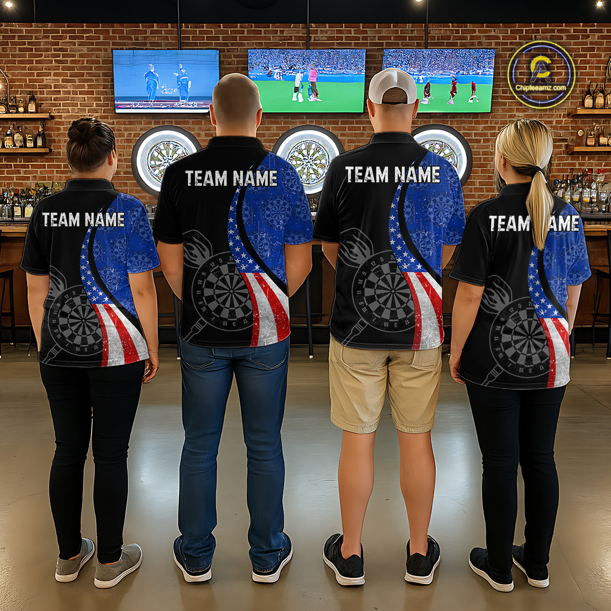 Custom US Flag Dart Shirt For Women, Patriotic Dart Jersey Dart Tournament Retro Darts Board NNT117