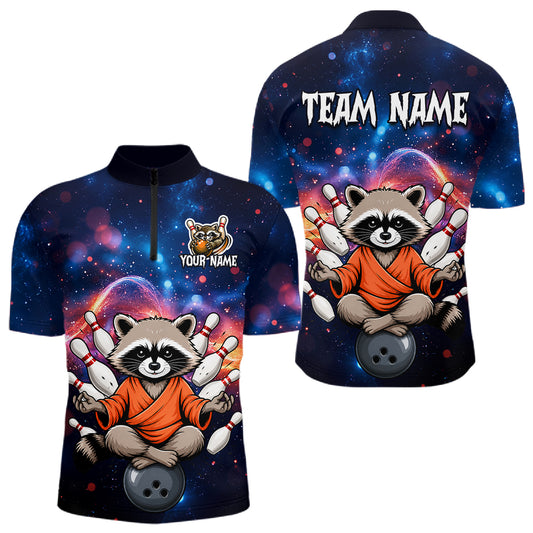 Custom Galaxy Funny Zen Raccoon Bowling Shirt for Men Bowling Team Shirts Bowling Outfit HNT313