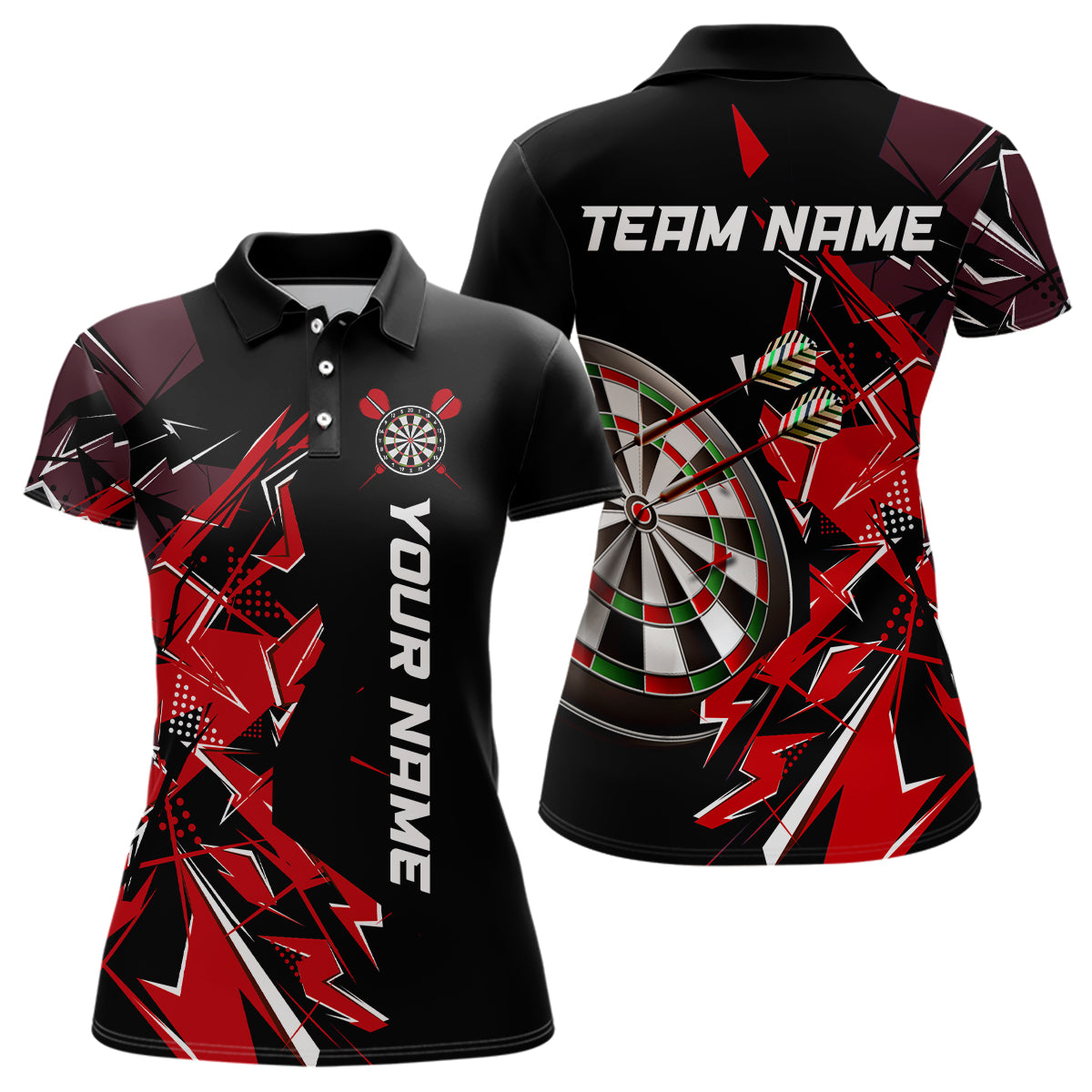 Black White Polo Shirts Custom Name Patriotic Dart Shirts For Women Dart Jerseys | Blue - Purple - Red YYD0067