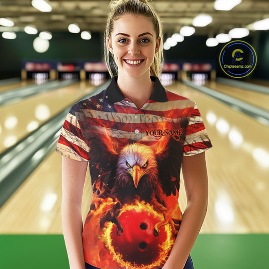 US Flag We The People Custom Eagle Bowling Shirts For Women, Patriotic Bowling Jerseys IPHW5287