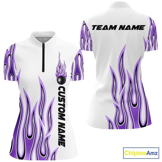 Personalized Flame Bowling Shirts For Women, Bowling Ball Custom Bowling Team Shirt IPHW4986