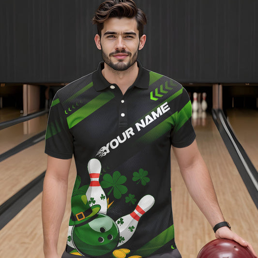 Custom St Patricks Day Bowling Jerseys, Saint Paddy Days Bowling Team Polo Shirts For Men IPHW8600