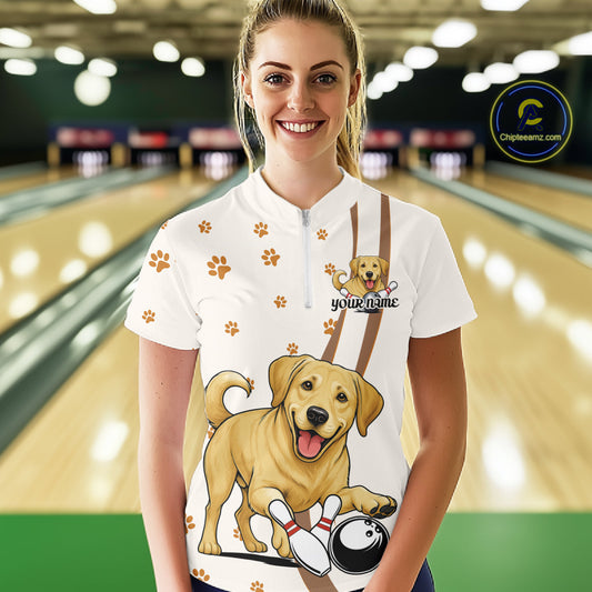Custom Funny Labrador Retriever Dog Women Bowling Team Shirt, Dog Lovers Bowling Uniform IPHW10208
