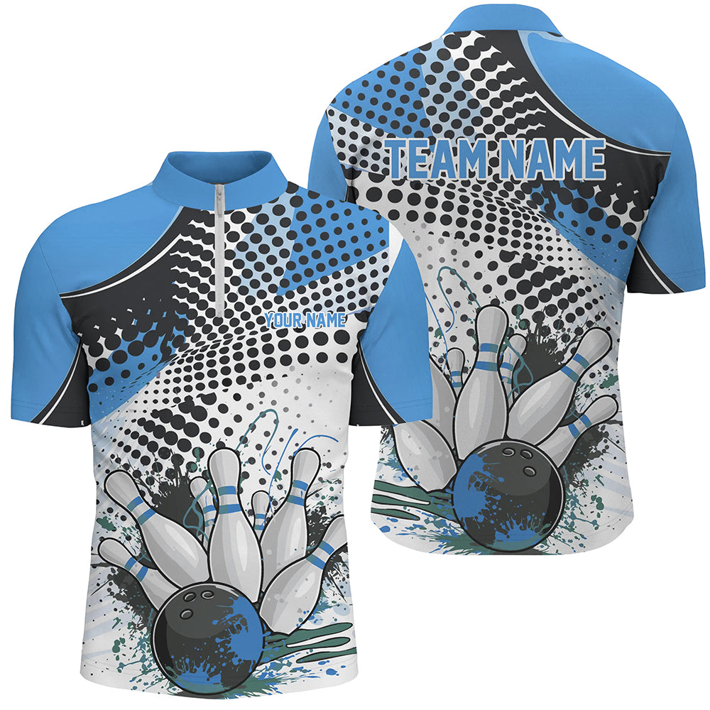 Personalized Bowling Shirts For Men, Custom Bowling League Shirts Blue Bowling Outfits IPHW7132
