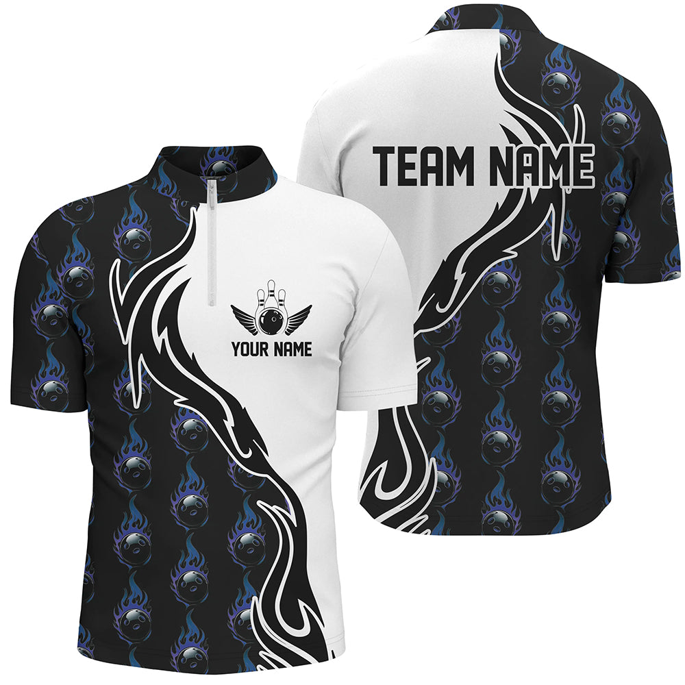 Blue Flame Bowling Ball Men'S Bowling Polo Shirt, Custom Bowling Jerseys With Team Name IPHW6948