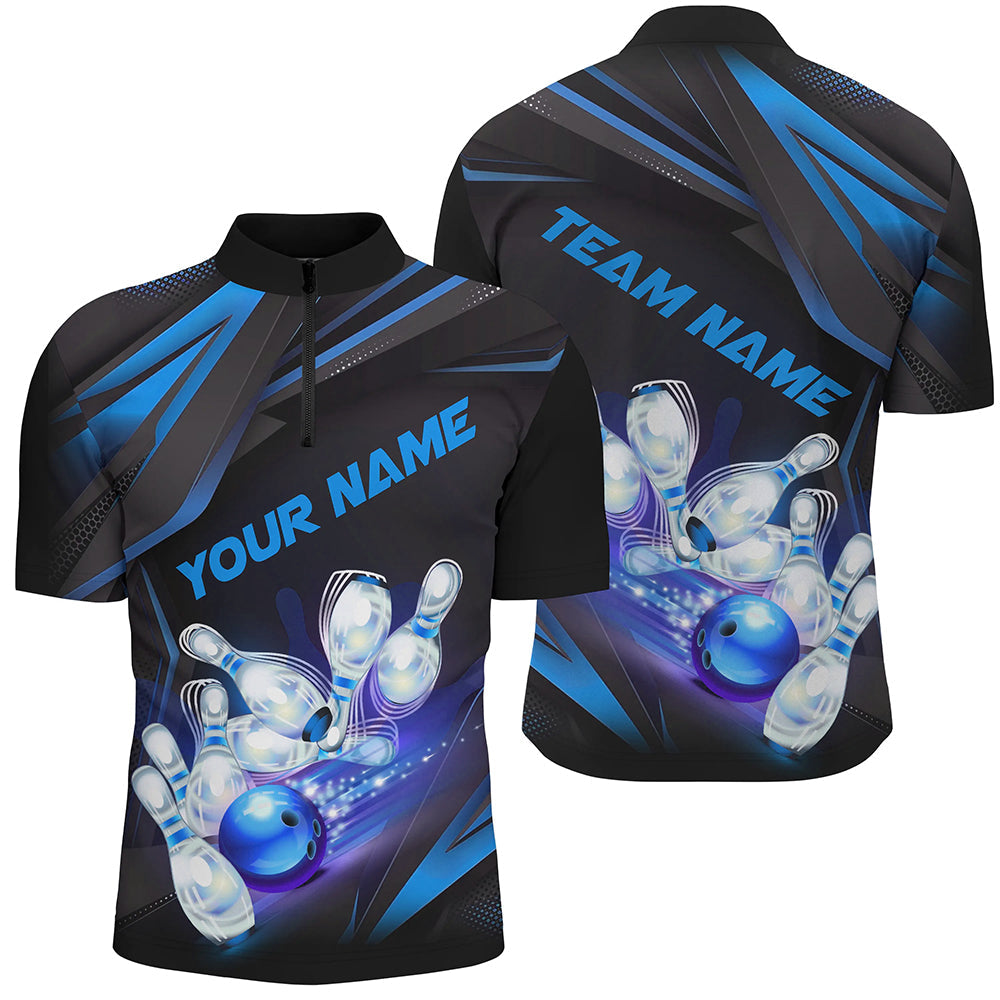 Custom Bowling Jerseys, Customize Blue Bowling Shirts For Men, Team Bowling Uniform IPHW6986