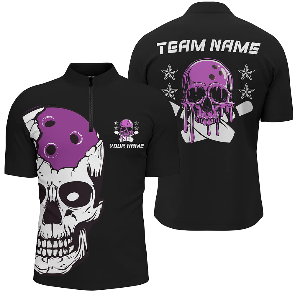 Purple Skull Bowling Ball Custom Men And Women Bowling Team Jerseys, Bowling Tournament Shirts IPHW6721