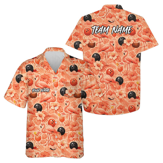 Custom Tropical Plants And Flamingo Hawaiian Bowling Shirt For Men And Women IPHW10855