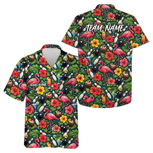 Custom Tropical Plants And Flamingo Hawaiian Bowling Shirt For Men And Women IPHW10856