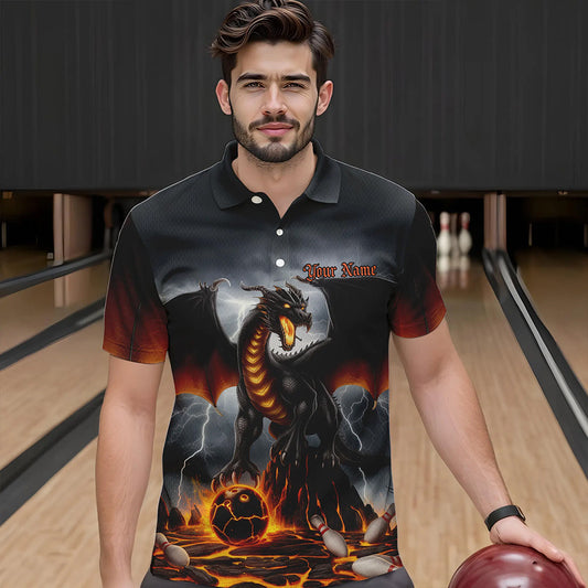 Custom Thunder Lightning Dragon Bowling Polo Shirts For Men,Dragon Bowling Team Shirt IPHW8300