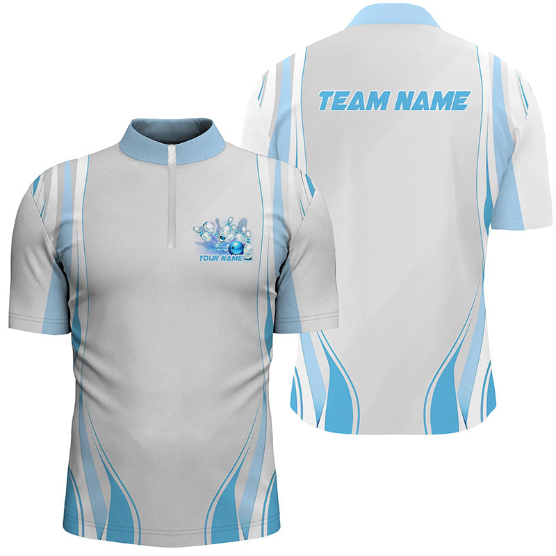 Blue Bowling Shirts For Men And Women, Custom Name Bowling Uniforms Bowling Jerseys IPHW6956