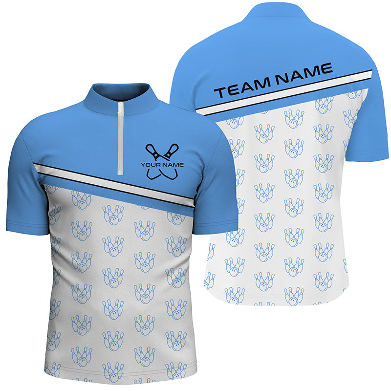 Blue Bowling Shirts For Men, Bowling Uniform Custom Bowling League Shirts IPHW6963