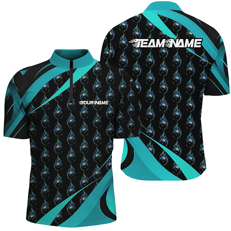 Customized Blue Flame Bowling Shirts For Men And Women, Team Bowling Jerseys With Name IPHW6992