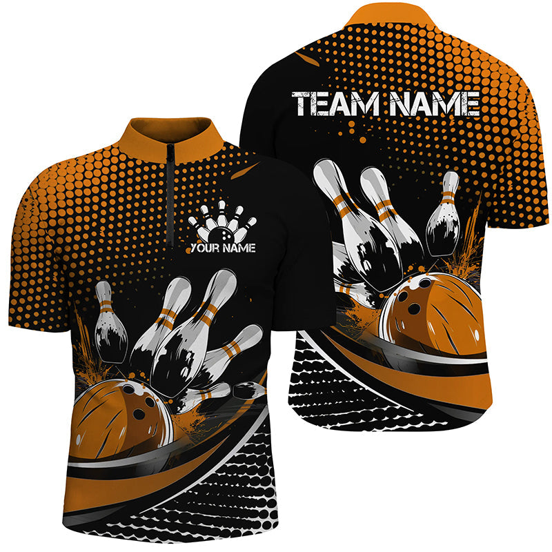 Black And Yellow Custom Bowling Team Jerseys, Bowling League Shirts For Men, Bowlers Outfits IPHW7277