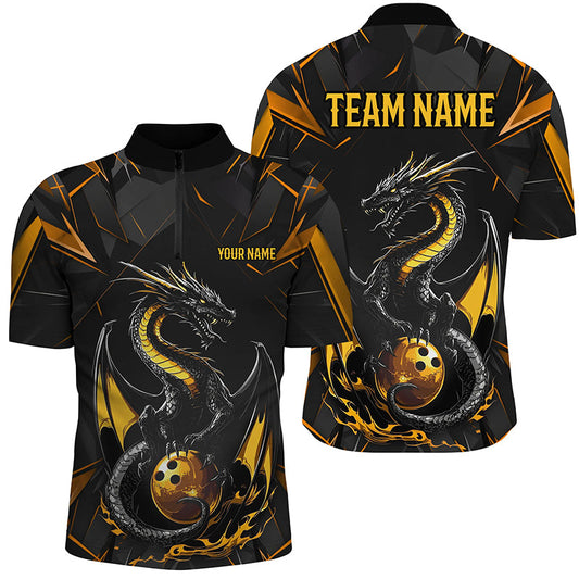 Custom Multi-Color Dragon Bowling Quarter-Zip Shirts For Men, Team Uniform 7312IPHW