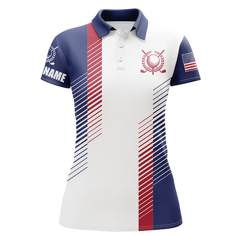 Red, white and blue golf shirts custom name Womens golf polo shirts,patriotic golf tops for women NQS5507