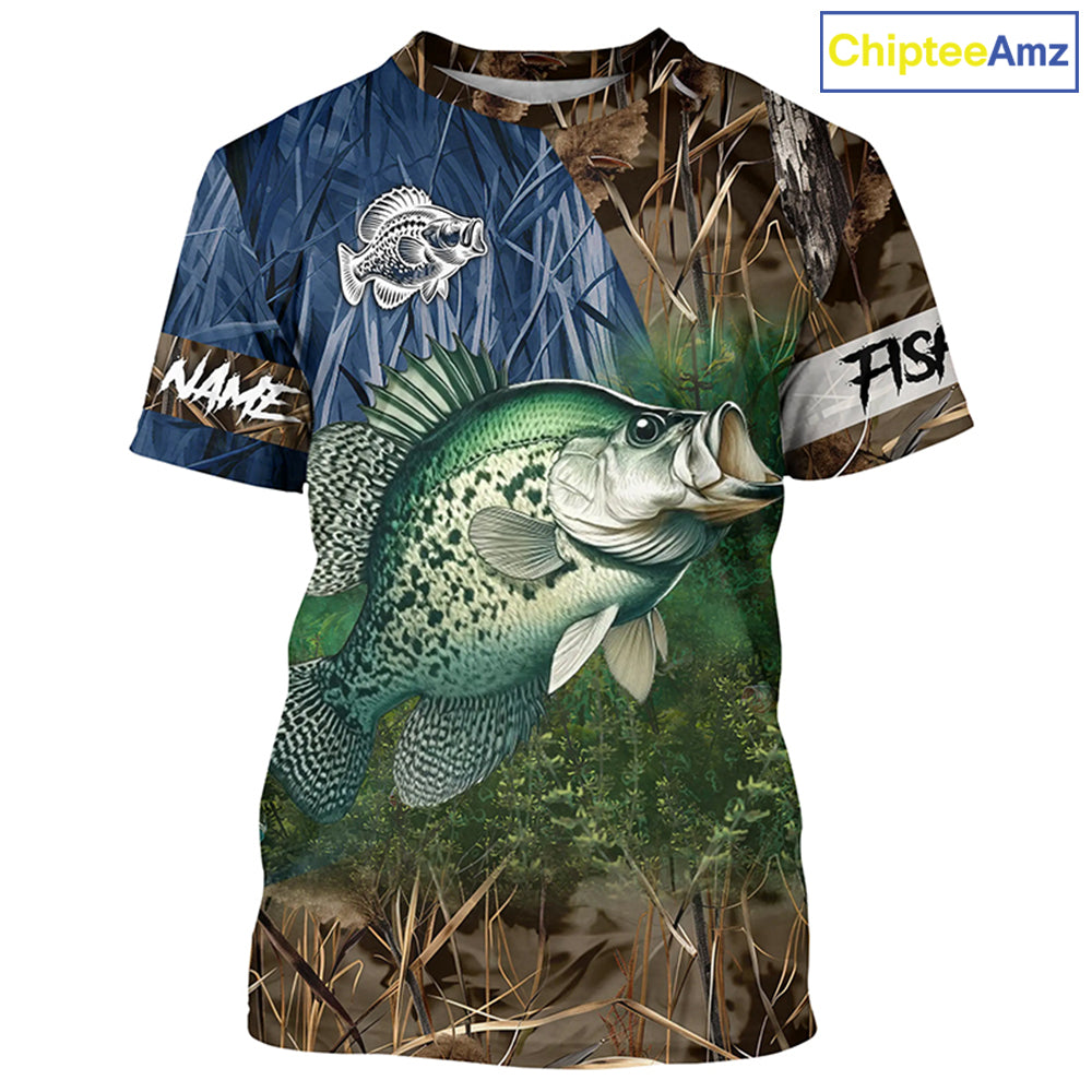 Crappie Fishing camo fishing team shirts, custom Performance Long Sleeve fishing shirts - NQS1260