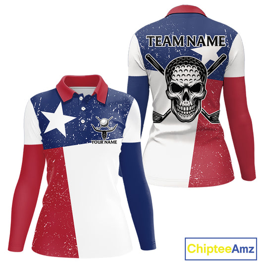 Grunge Texas Flag Golf Polo Shirts For Women Custom patriotic Texas Team Golf outfit for ladies NQS11240