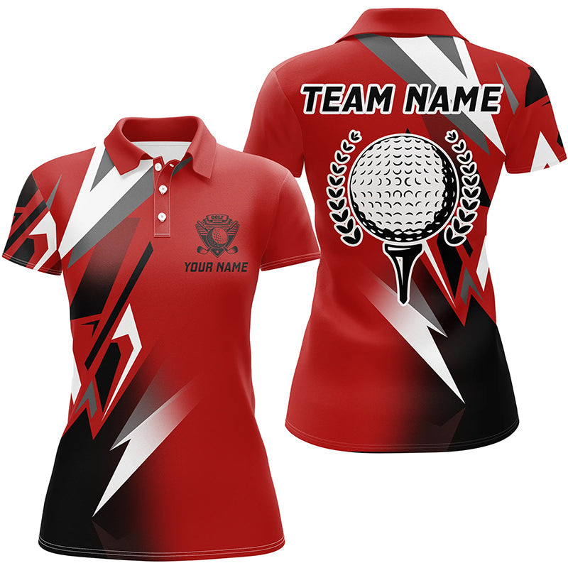 Black and Red Golf ball Womens golf polos shirt custom golf shirt for ladies, cool golf gifts NQS7482
