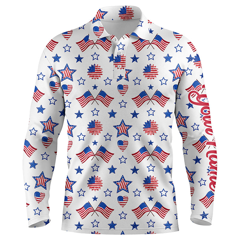 Mens golf polo shirts American flag independence day pattern custom patriot team golf shirts NQS5781