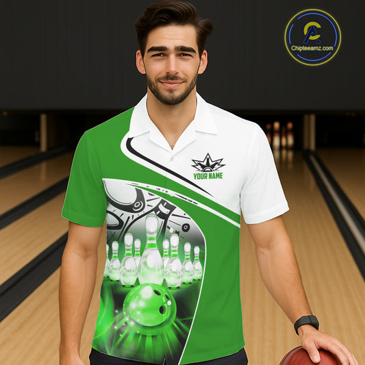 Funny Bowling Hawaiian Shirt custom name There is no crying in bowling just lots of swearing | Green NQS11350