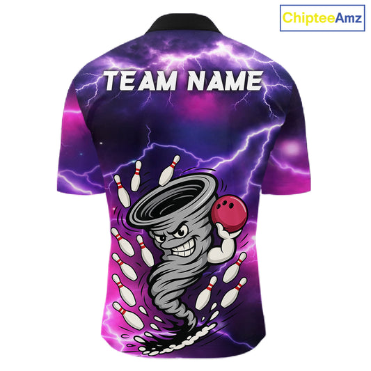 Custom Purple Bowling Jersey Lightning Thunder Funny tornado Bowling Shirts for Men, bowling uniforms NQS11594