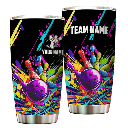 1PC Colorful bowling Custom Stainless Steel Tumbler Cup, personalized Team bowling gifts for bowlers NQS9886
