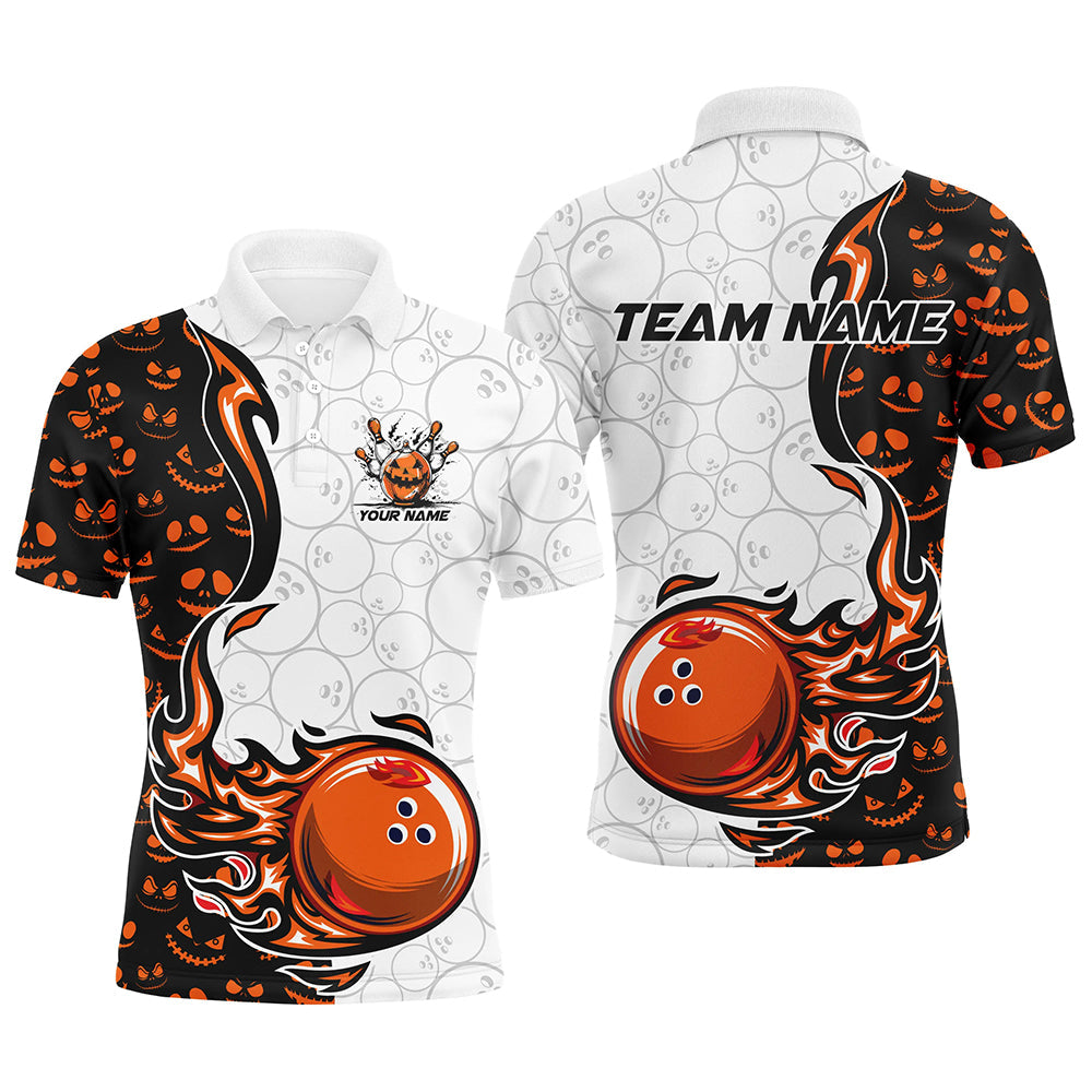Halloween pattern Mens bowling Polo, Quarter zip shirts custom Team bowling jerseys bowling outfits NQS8090
