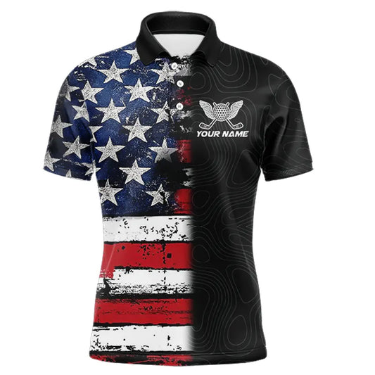 American Flag Eagle matching men and womens golf shirts Custom patriotic couples golf apparel NQS11407