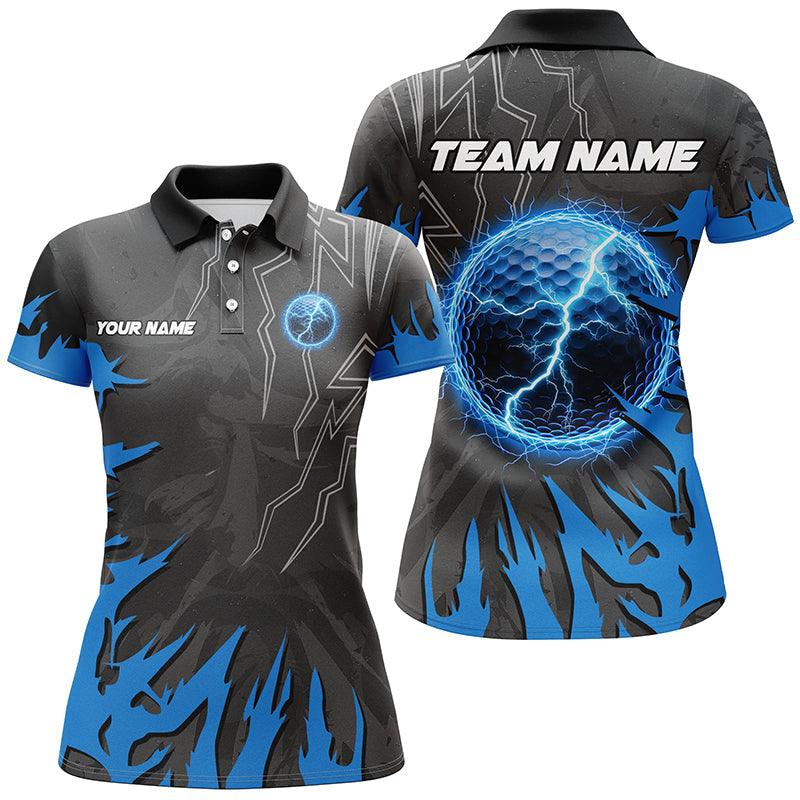 Black and Blue lightning thunder golf ball Womens golf polo shirts custom golf outfits ladies NQS8007