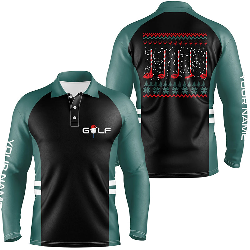 Green and black Mens golf polo shirt custom Christmas golf clubs mens golf polos NQS6548