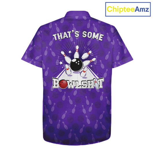 Funny Retro Hawaiian bowling shirts Custom That's some bowshit bowling button up shirts | Purple NQS11510