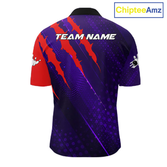 Personalized bowling shirts for men custom purple and red team bowling jerseys, gift for bowlers NQS11554