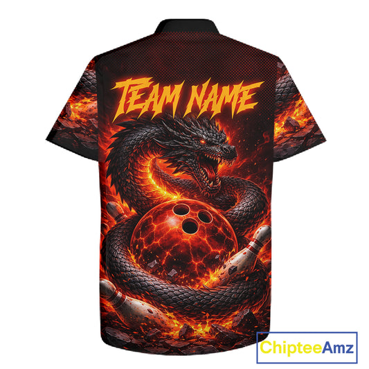 Custom Red Dragon Bowling Hawaiian Shirt, Team Bowling League jerseys NQS11588