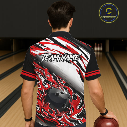 Red Flame Bowling Hawaiian Shirt Custom Bowling Team Jerseys, Gift For Bowlers NQS11738