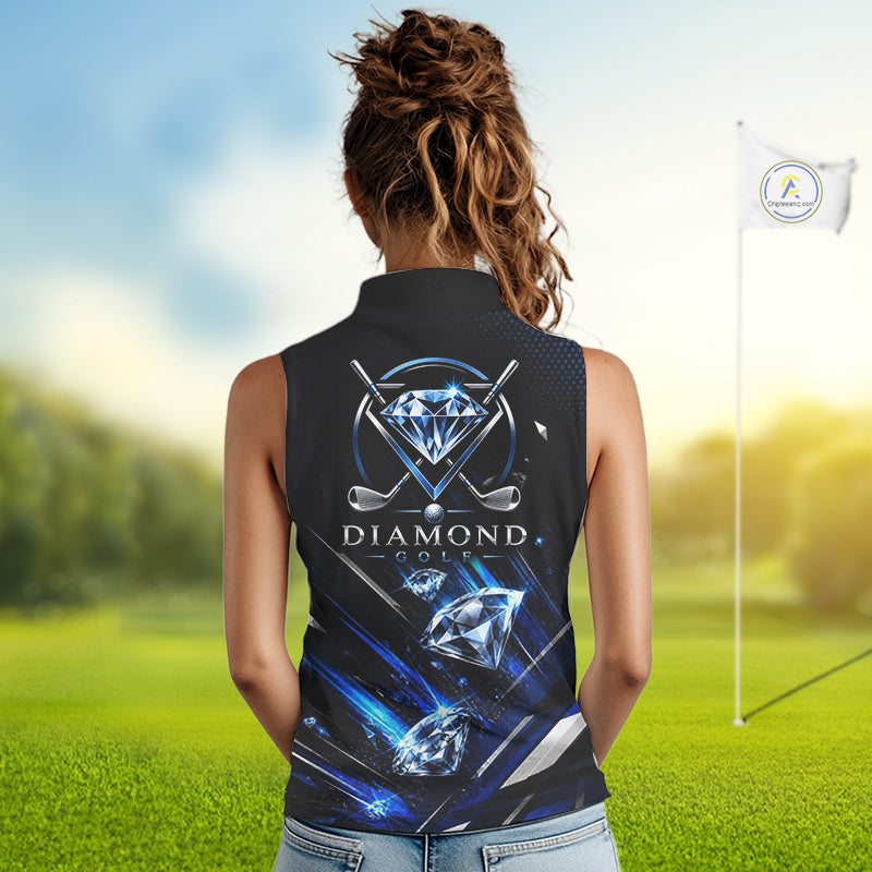 Funny Sleeveless Womens Diamond Golf Polo Shirt – Performance Golf Shirt, Golf Top NHT878