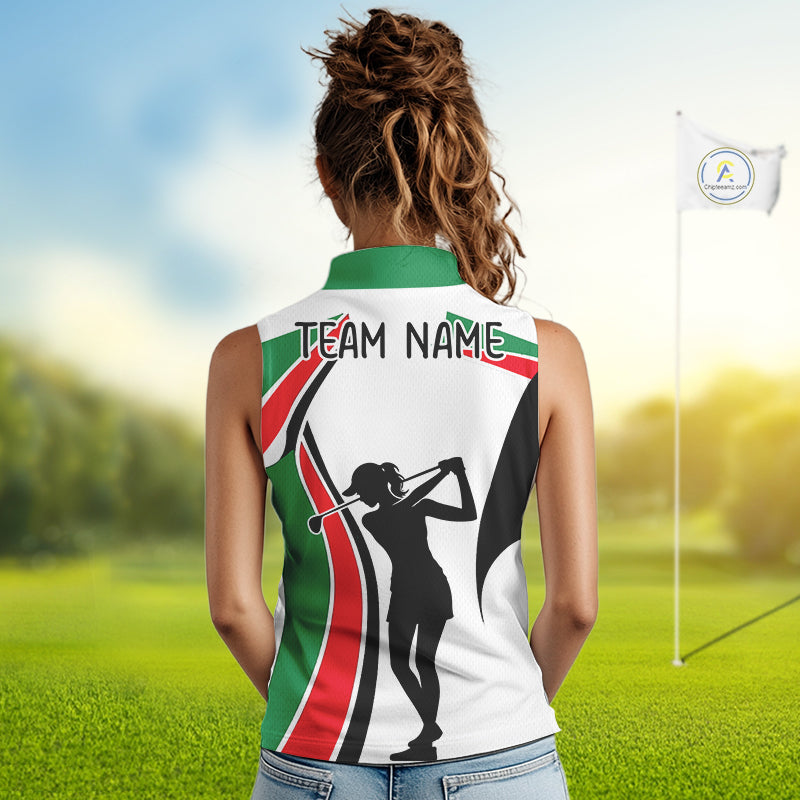 Mexican Flag White Golf Pattern Sleeveless Womens Polo Shirt Patriotic Womens Golf Shirt Mexico Golf Gifts NHT737
