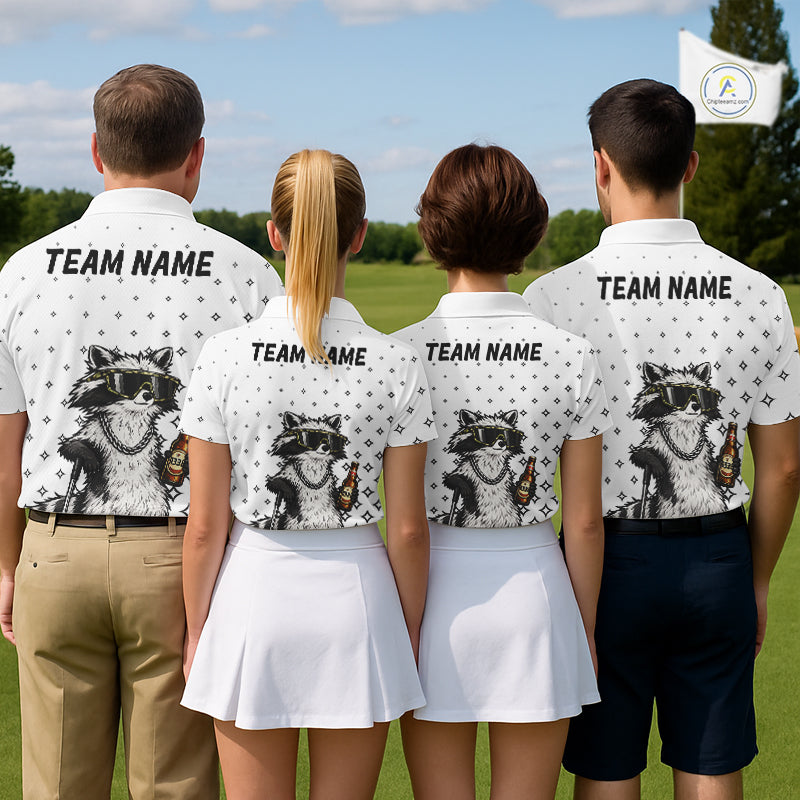 Funny Raccoon Golf Polo Shirt Custom Team Name Personalized Golf Team Polo Gift For Men NHT999