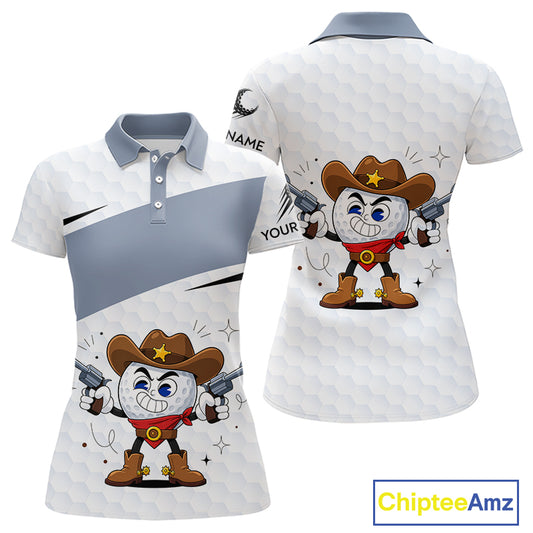 Funny Womens Golf Polo Shirts Custom Cowboy Golf Ball Golf Outfits, Best Golf Gifts NHT860