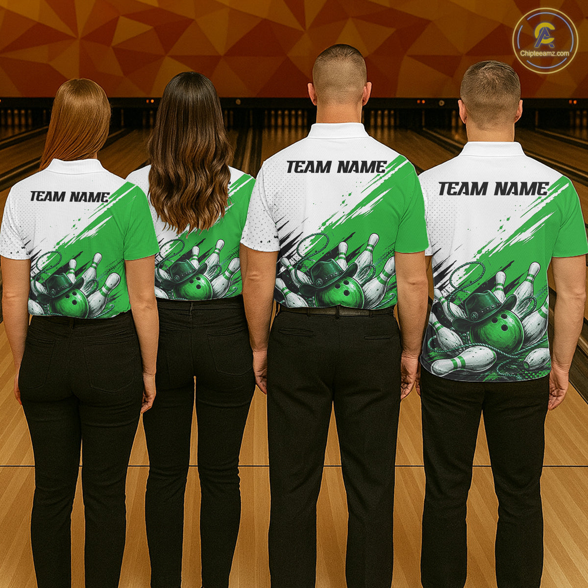 Cowboy Women Bowling Custom Name Polo Shirt, Personalized Team 1/4 Zip Bowling Jersey Gift|Green NHT1325
