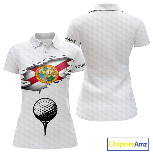 Florida Flag Personalized Golf Pattern Ball Polo Shirts Patriotic Golf Shirts For Womens NHT675