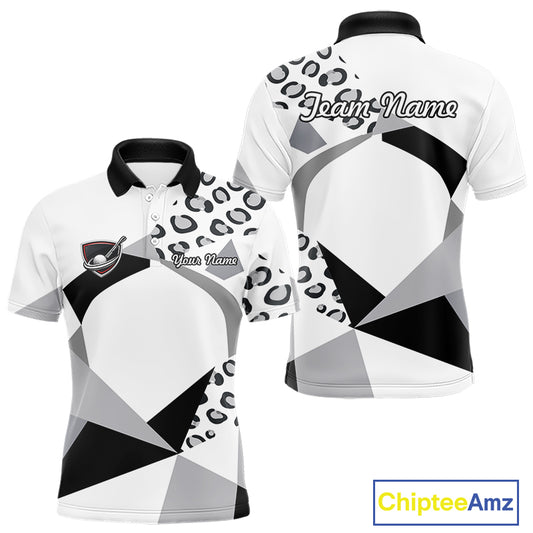 Geometric Leopard Fusion Performance Mens Golf Polo Shirt, Golf Gift For Men NHT722