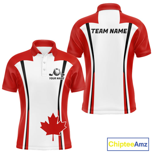 Personalized Canada Flag Mens Golf Shirts Golf Polo Shirts For Men Patriotic Golf Tops NHT734